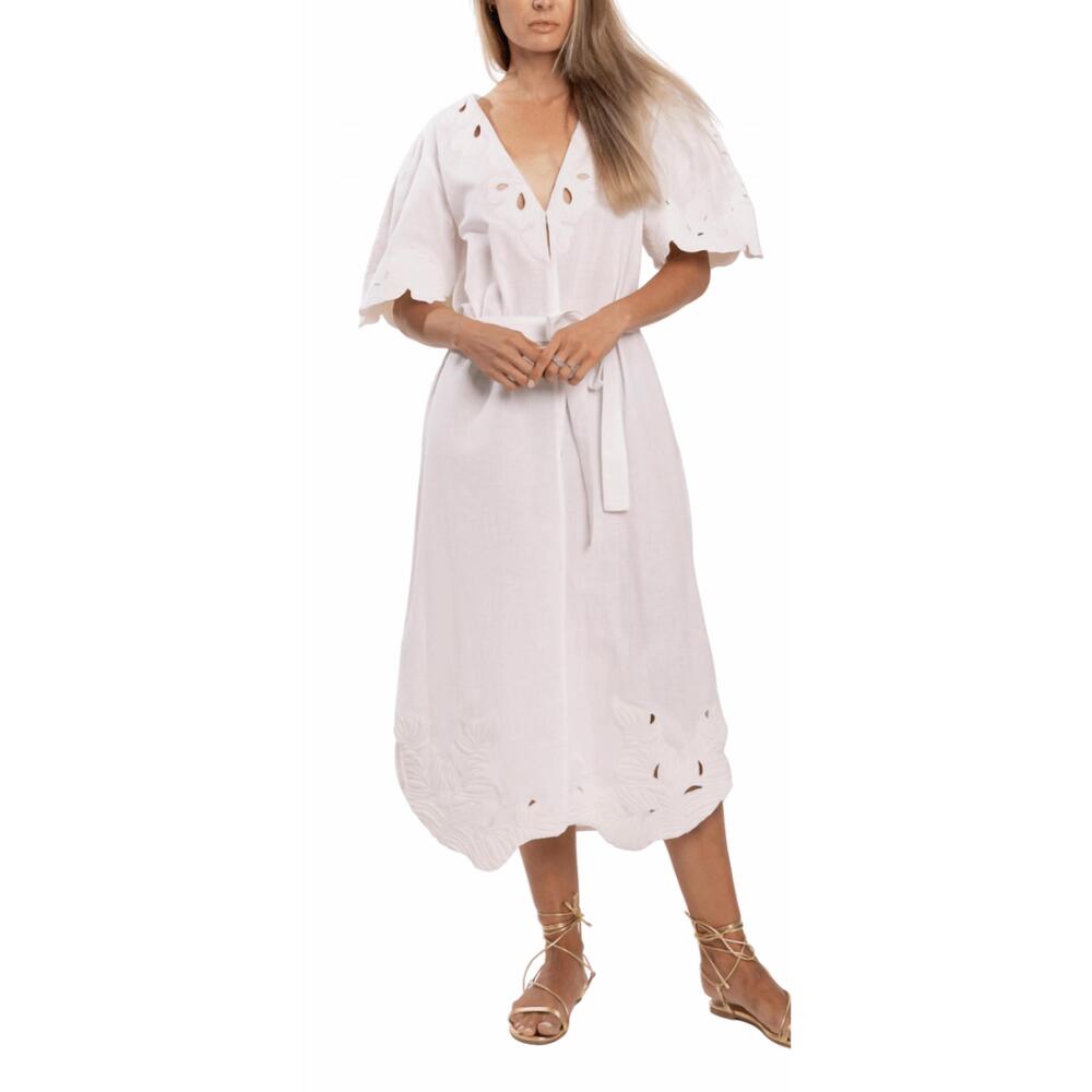 NEW BINDU pia linen dress in white